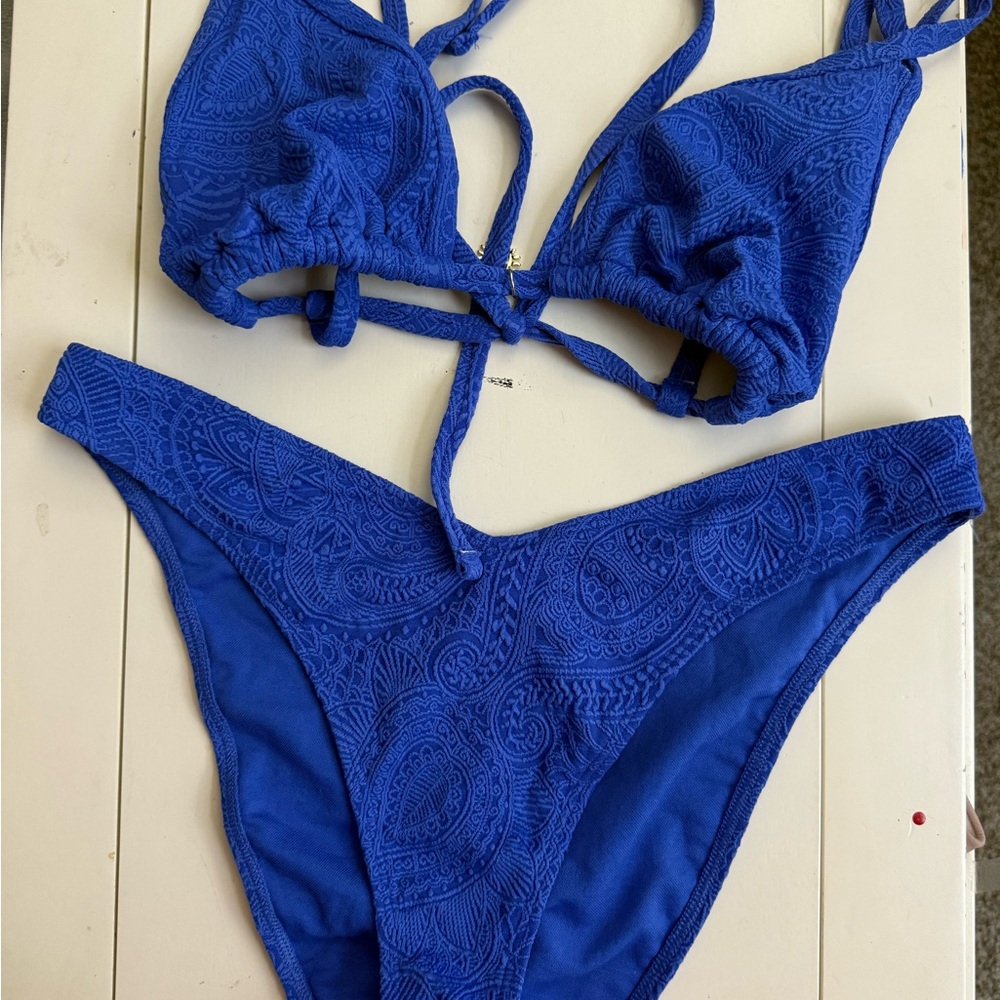 Hollister Vibrant Blue Patterned Bikini